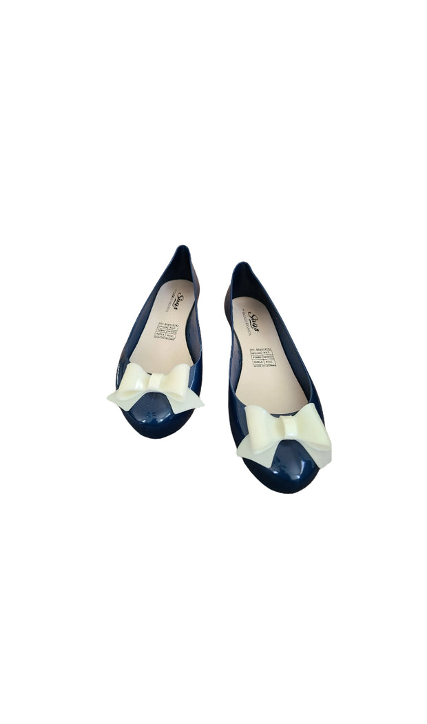 Sags Flats Navy Blue/White Bow