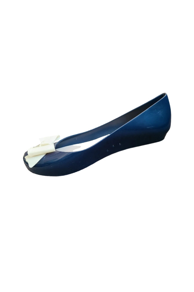 Sags Flats Navy Blue/White Bow