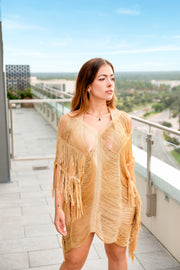 Gold Beach Threads with side fringes/ Swimsuit Cover Ups